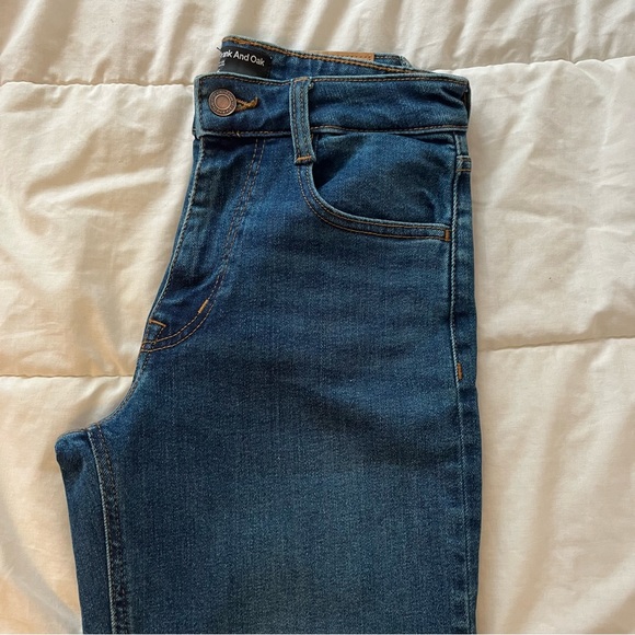 25 Frank And Oak Cyndi High Rise Straight Blue Jeans - Picture 3 of 8